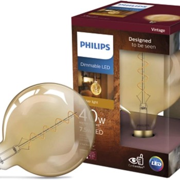 Philips 40W Equivalent Amber G63 Medium Dimmable LED Decorative Light Bulb
