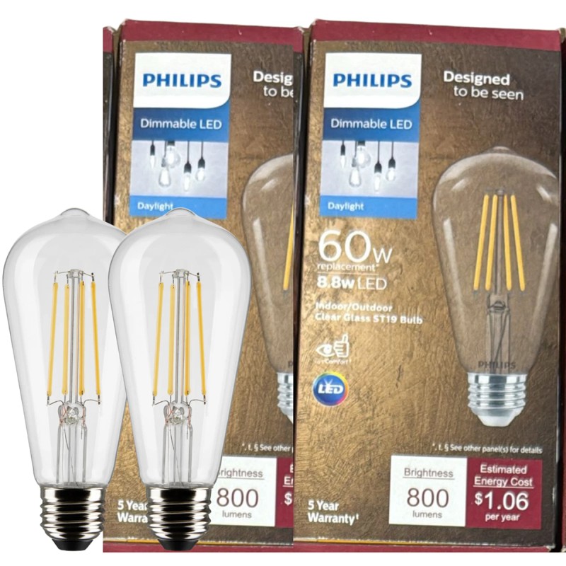 Philips Vintage Edison 60W Equivalent Daylight ST19 Medium LED Decorative Light