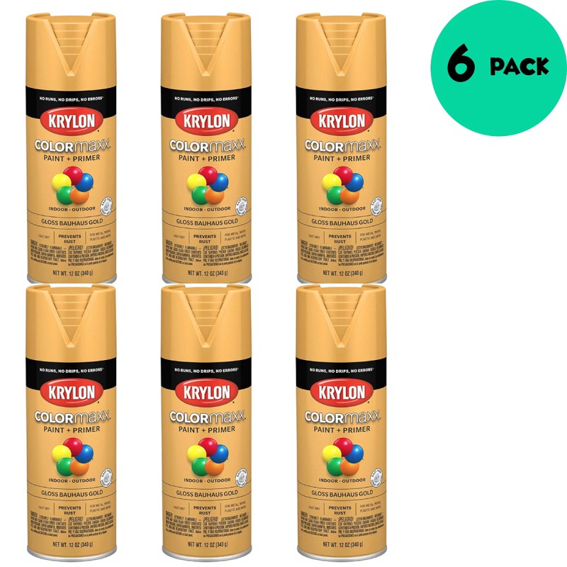 Krylon COLORmaxx K05504007 Spray Paint & Primer Gloss Bauhaus Gold 12 oz