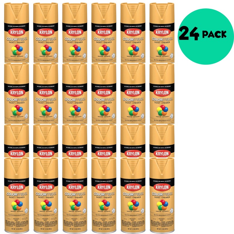 Krylon COLORmaxx K05504007 Spray Paint & Primer Gloss Bauhaus Gold 12 oz