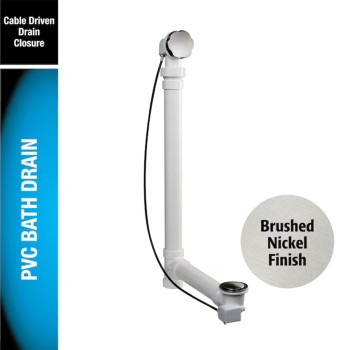 Keeney 645PVC Cable Driven Bath Drain 1.5 in. Sch. 40 PVC, Polished Chrome