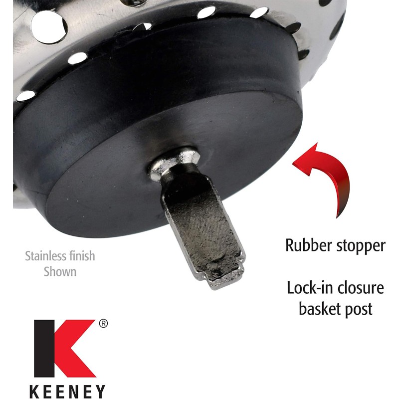 Keeney Double Bowl Kitchen Sink Strainer and Garbage Disposal Flange Set, Brushed Nickel