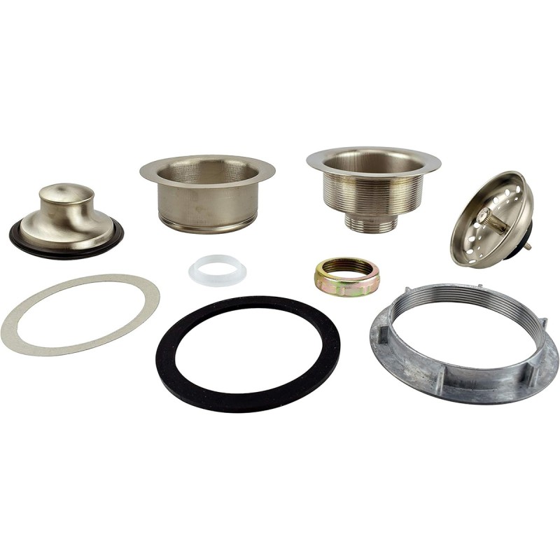 Keeney Double Bowl Kitchen Sink Strainer and Garbage Disposal Flange Set, Brushed Nickel