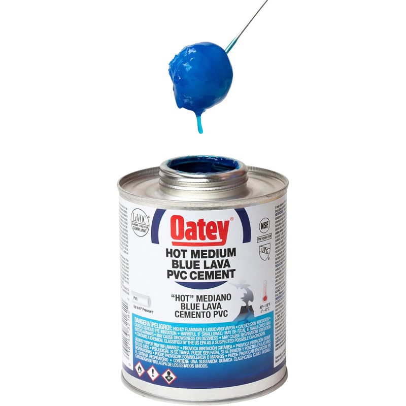 Oatey 32160, 8 OZ. PVC Blue Lava HOT Medium Bodied Cement-UP to 6" Diameter