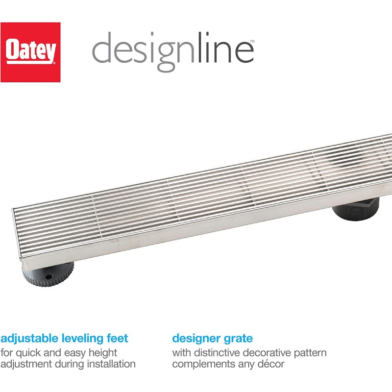 Oatey Designline 32 in. Stainless Steel Linear Shower Drain Wedge Wire Grate