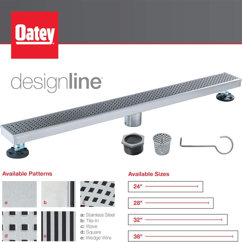 Oatey Designline 32 in. Stainless Steel Linear Shower Drain Wedge Wire Grate