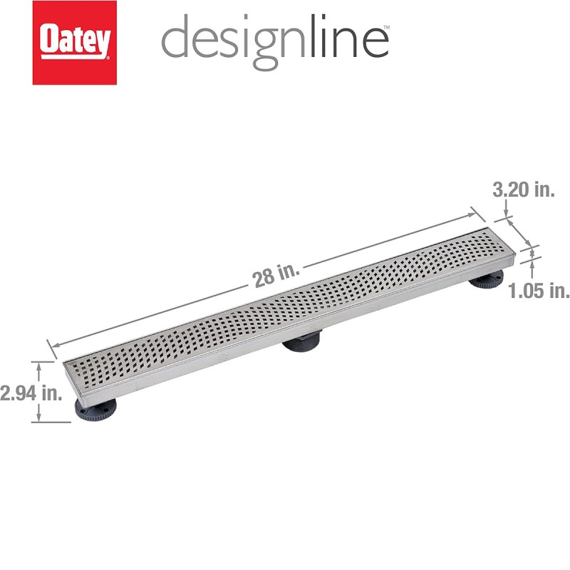 Oatey Designline 28 in. Stainless Steel Linear Shower Drain Wave Grate