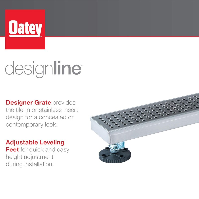 Oatey Designline 28 in. Stainless Steel Linear Shower Drain Wave Grate