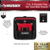 Husky 7 in. 3-Pocket Clip On Tool Belt Pouch