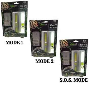 Litezall RC Wireless COB LED Light Bar - Adhesive Back, Remote Included 2 Pack