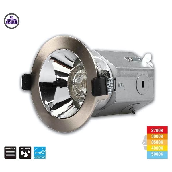 3" Integrated LED Canless Recessed Light w Brushed Nickel Trim - Bulk