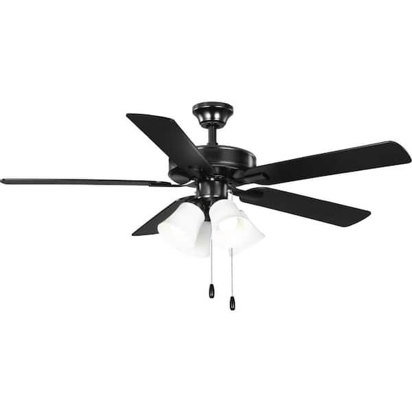 Progress Lighting AirPro 52 in. Indoor Matte Black Transitional Ceiling Fan with Rustic Charcoal Blades Downrod Mount Included P250077-31M-WB