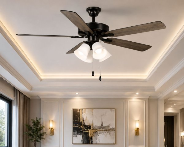 Progress Lighting AirPro 52 in. Indoor Matte Black Transitional Ceiling Fan with Rustic Charcoal Blades Downrod Mount Included P250077-31M-WB