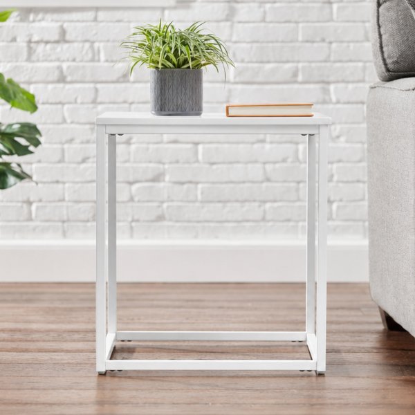 StyleWell Donnelly White Square End Table with White Wood Top (20 in. W x 22 in. H)