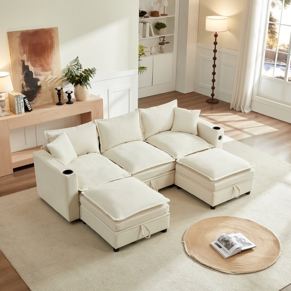 92" Sectional Couches White - BS10-01W-1 - 2 ( 2 Boxes )