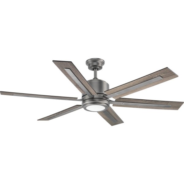 Progress Lighting Glandon 60 in. Indoor Integrated LED Antique Nickel Transitional Ceiling Fan with Remote P2586-8130K