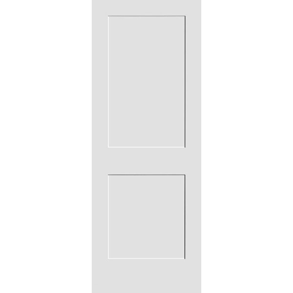 34 in. x 80 in. 2-Panel Wood Core White Primed Smooth MDF Interior Door Slab