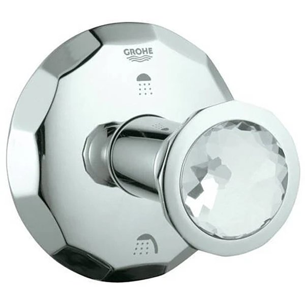 Grohe 19271000 Kensington 3-Port Diverter Trim with Round Handle, Chrome/Swarovs
