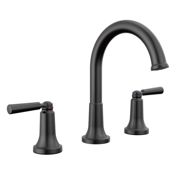 Delta Saylor 8 in. Widespread Double Handle Bathroom Faucet in Matte Black 3535-BLMPU-DST