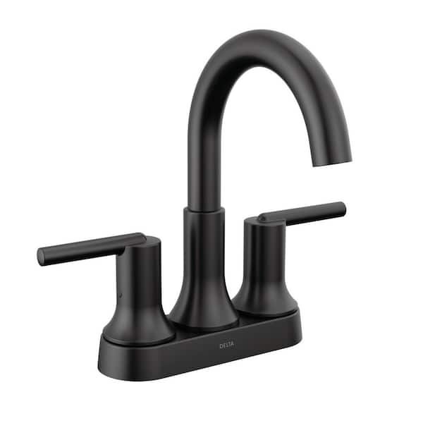 Delta Trinsic 4 in. Centerset Double Handle Bathroom Faucet in Matte Black 2559-BLMU-DST