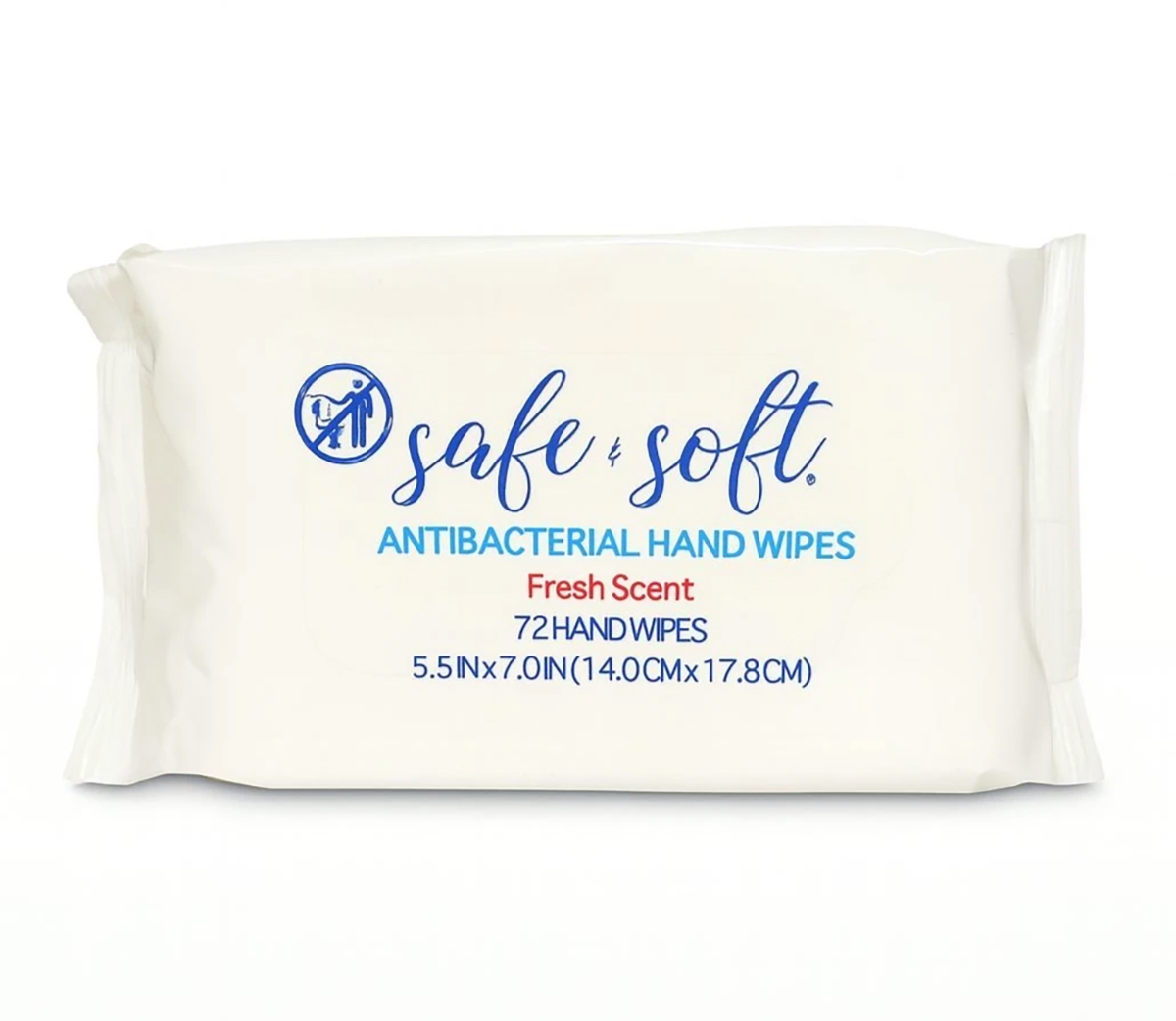 Case of 16 Packs Safe and Soft Antibacterial Hand Wipes - 72 Wipes Each