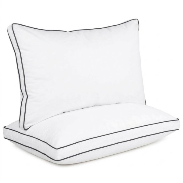 King Bed Pillows with Cotton Cover and Soft High Pile Filling - Set of 2 (Dark Grey)