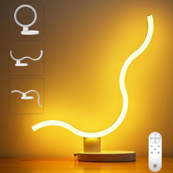 EPABINA Circular Small Nightstand Lamp for Bedroom with Remote Control, Warm White Transformable Bedside Led Table Lamp for Living Room, Dimmable Table Light Ambient Touch Night Light for Desk