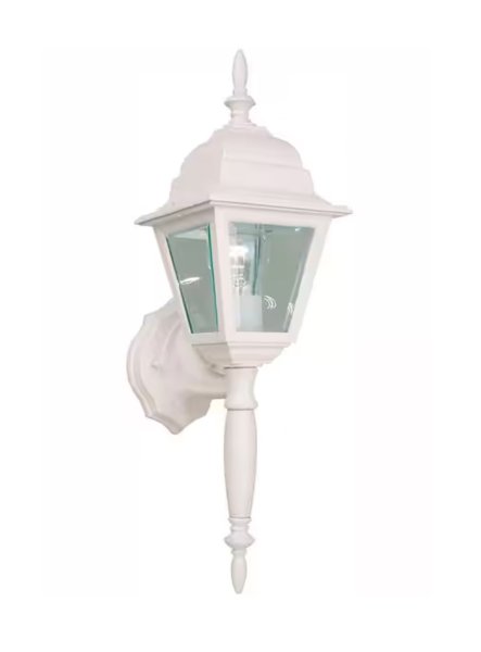 Hampton Bay 19.75 in. White 1-Light Line Voltage Hardwired Outdoor Wall Light Lantern Sconce with No Bulb Included