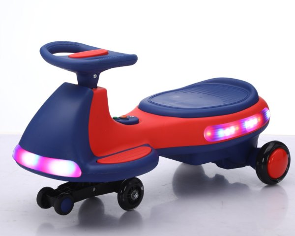 Light Up Electric Wiggle Car with Pedal Rechargeable Battery 2 in 1 Swing Car 2 motor Ride On Toy Anti-Rollover Flashing Wheels for Ages 3 (DARK BLUE)