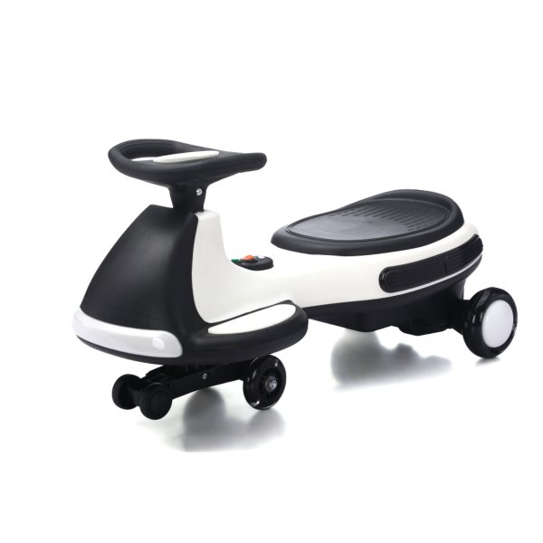Light Up Electric Wiggle Car with Pedal Rechargeable Battery 2 in 1 Swing Car 2 motor Ride On Toy Anti-Rollover Flashing Wheels for Ages 3 (WHITE)