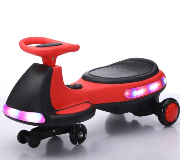 Light Up Electric Wiggle Car with Pedal Rechargeable Battery 2 in 1 Swing Car 2 motor Ride On Toy Anti-Rollover Flashing Wheels for Ages 3 (RED)