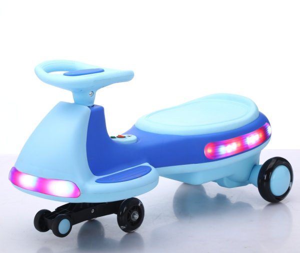 Light Up Electric Wiggle Car with Pedal Rechargeable Battery 2 in 1 Swing Car 2 motor Ride On Toy Anti-Rollover Flashing Wheels for Ages 3 (LIGHT BLUE)
