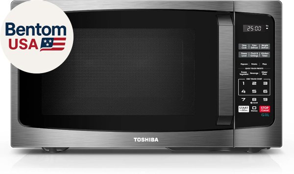Toshiba ML-EM09PA(BS) Small Microwave Oven with 6 Auto Menus, Mute Function &amp; Child Lock