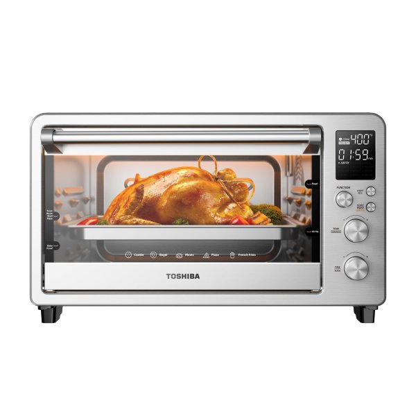 Toshiba - ChefFry 26.4QT Air Fryer Toaster Oven Combo, 12-in-1 Countertop Oven, Design - Stainless Steel TL-AC264CZA(SS)-V
