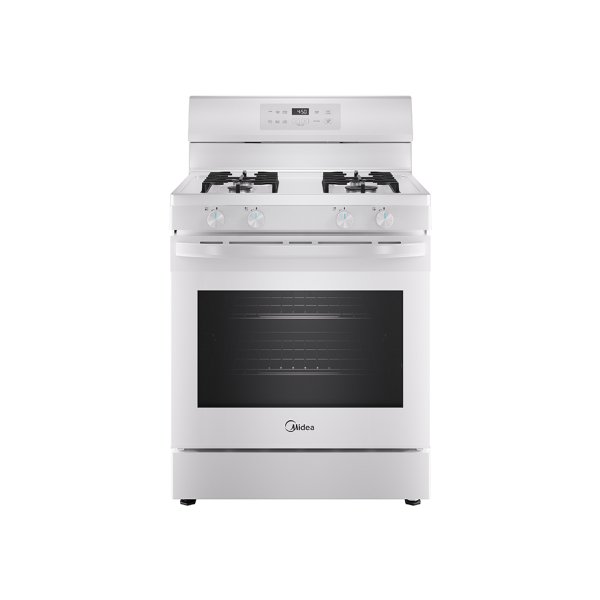 Midea 6.1 cu. ft. 4-Burner Freestanding Gas Range with Steam Cleaning MGR30S2AWW