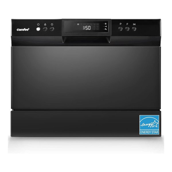 COMFEE’ Countertop Dishwasher, Energy Star Portable Dishwasher, 6 Place Settings &amp; 8 Washing Programs, Speed, Baby-Care, ECO&amp; Glass, Dish Washer for Dorm, RV&amp; Apartment, Black