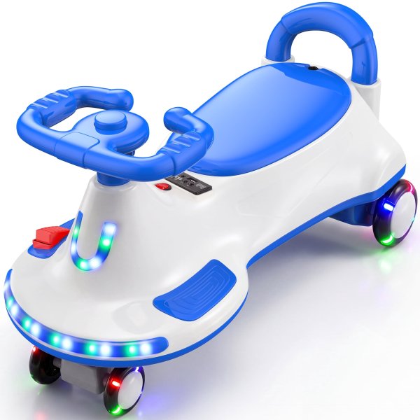 12V Electric Wiggle Car for Kids, Bluetooth Music & LED Lights Ride On Toy - BLUEWIGGLECAR