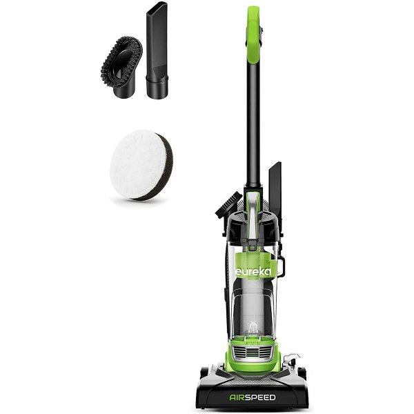 Eureka Bagless Upright Vacuum, Airspeed, Ultra Lightweight &amp; Compact Design, with Crevice Tool, Dusting Brush and Large Dustcup, NEU100, Green &amp; Black