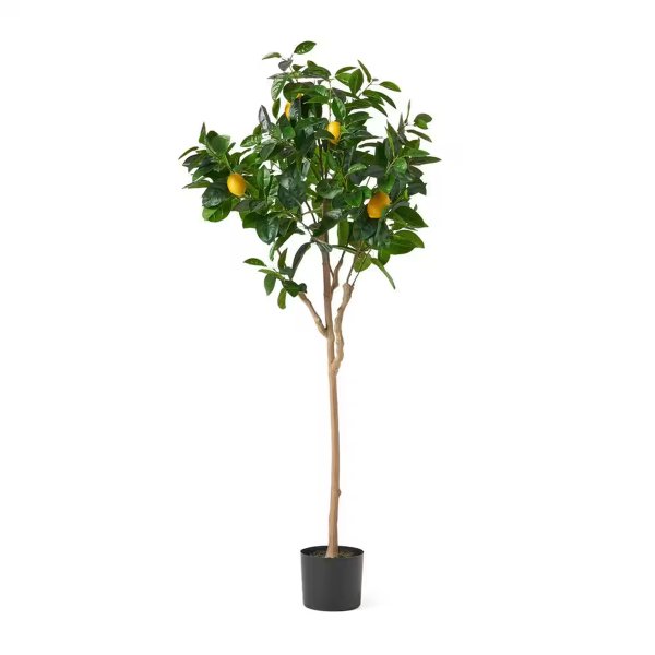 Artificial Lemon Tree, Potted Faux Citrus Plant with Realistic Fruit for Home Decor