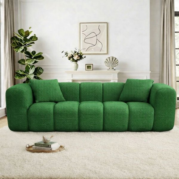 Generic Compressed 3 Seat Boneless Sofa for Living Room - Green