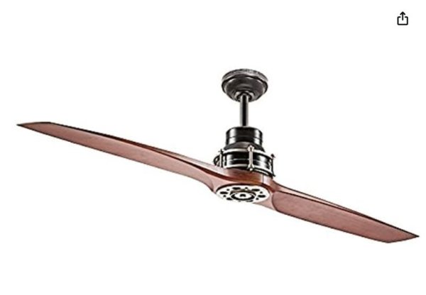 Kichler Lighting 56-in Satin Black with Antique Pewter Accents Downrod Mount Indoor Ceiling Fan with Remote (2-Blade)