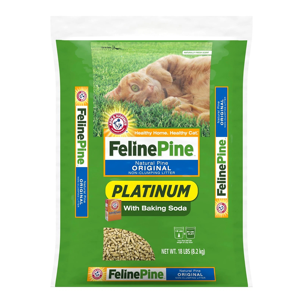 ~ Reach Us For Pallet Pricing ~ Feline Pine Platinum Non-Clumping Cat Litter Arm &amp; Hammer - 18lb.