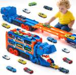 Transport Truck, Dino Carrier with 12pcs Die-Cast Cars & 152 cm Track