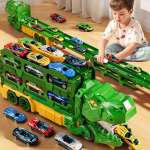 Transport Truck, Dino Carrier with 12pcs Die-Cast Cars & Track