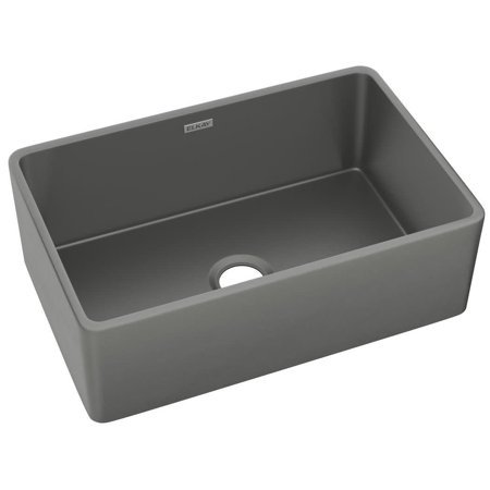 Elkay SWUF28179 30" Farmhouse Single Basin Fireclay Kitchen Sink Matte Gray Sinks Kitchen Sinks Fireclay