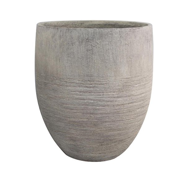 Southern Patio Unearthed Large 17 in. X 19 in. Fiberglass Tall Planter, Gray