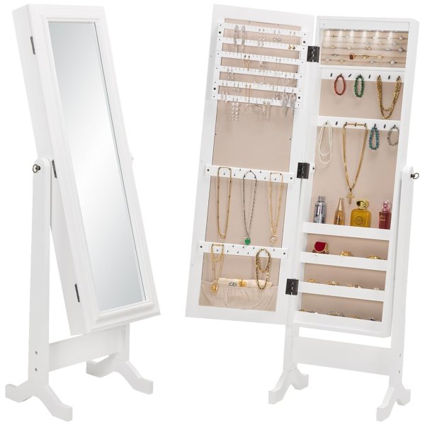 Cheval Mirrow with Jewelry Storage / White