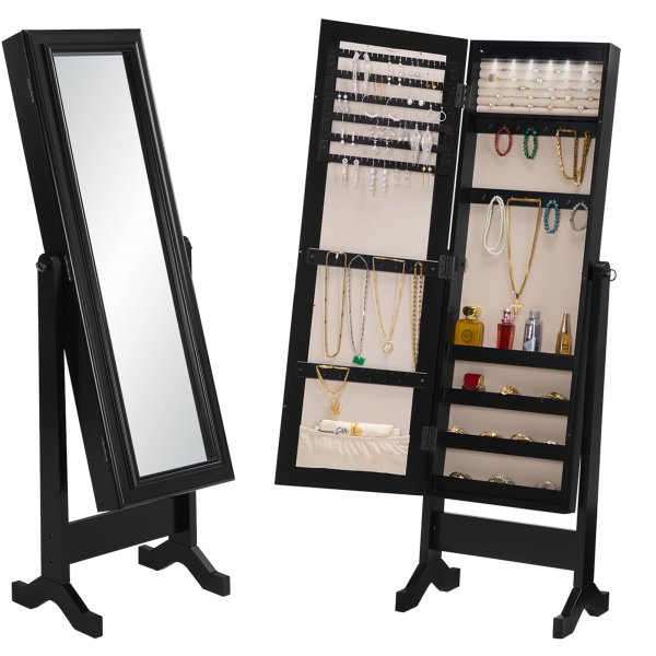 Cheval Mirror With Jewelry Storage / Black