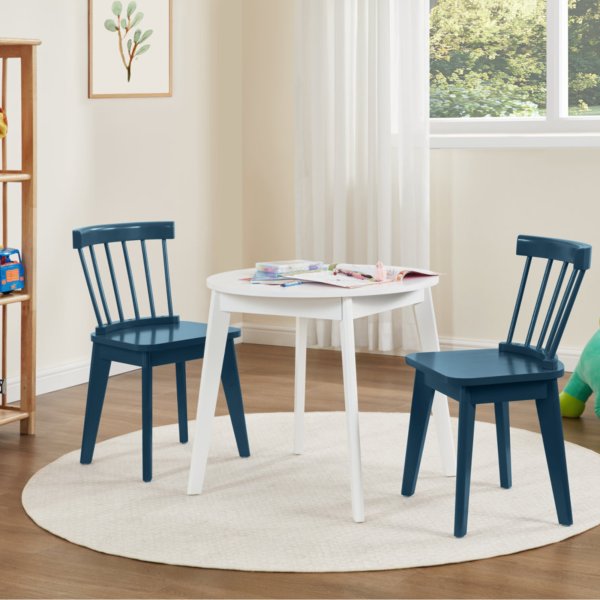 Winsor 3 Pcs White Table and Blue Chairs