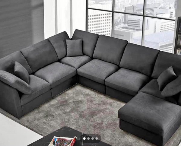 Mega Lounge Sectional 7-pc Grey/Black